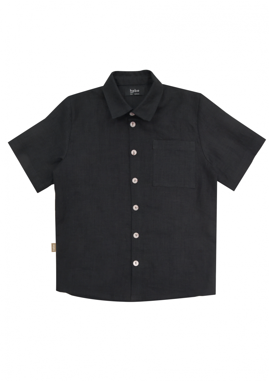 Shirt black linen for boy SS23354L