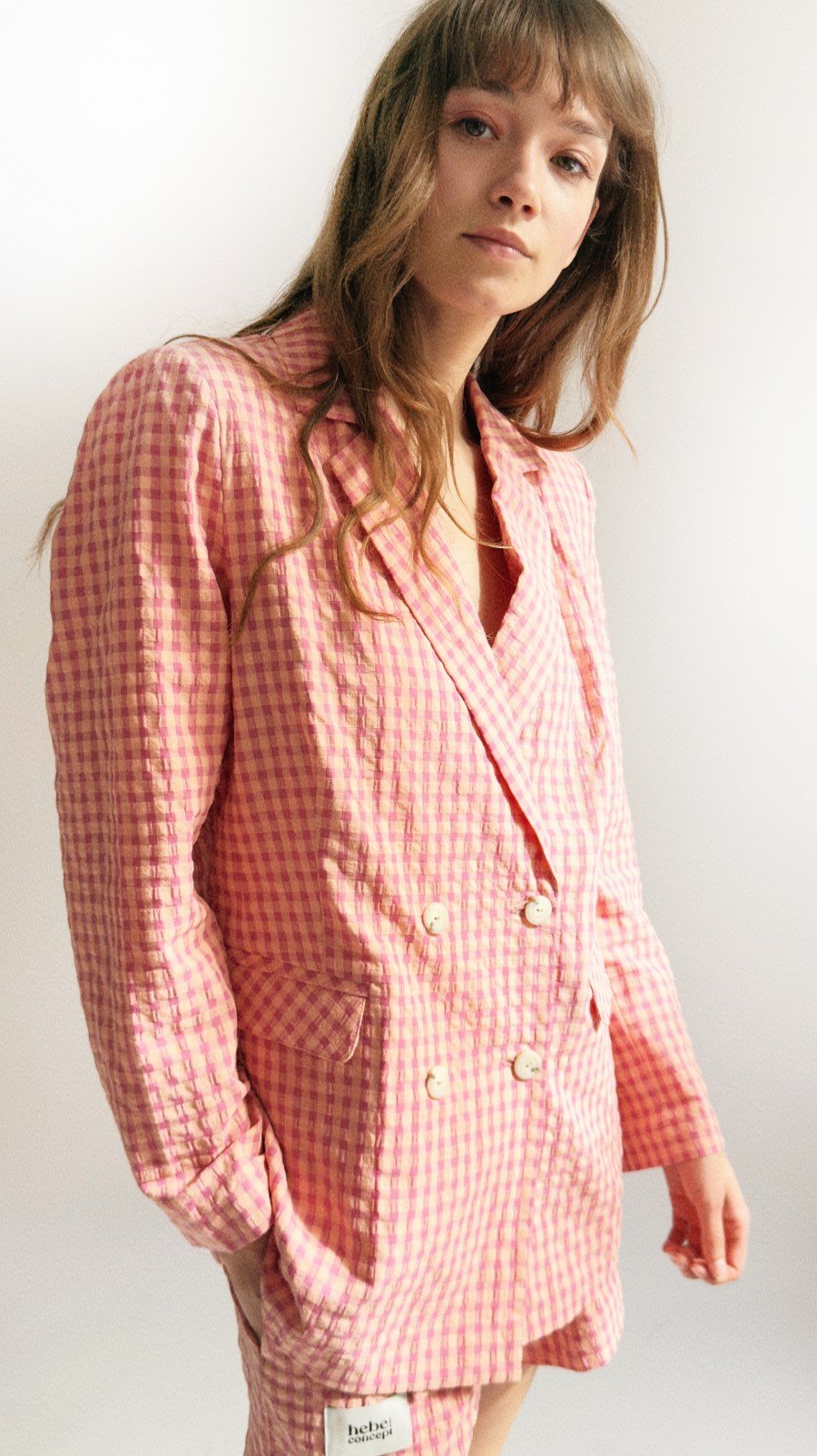 Jacket raspberry pink checkers for female 0030_S25042