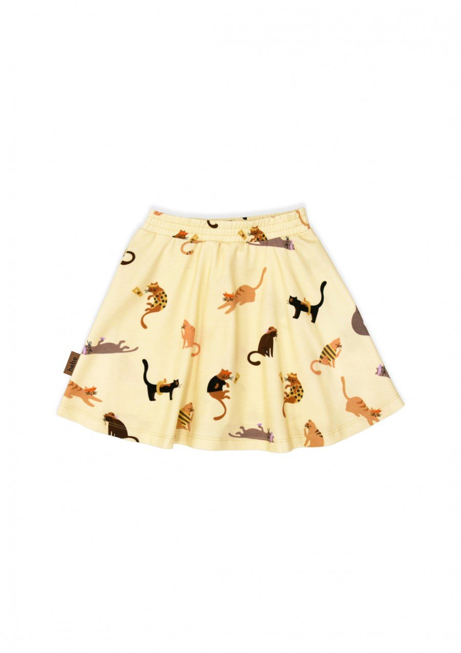 Skirt with leggings yellow and cats print SS24062