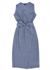Dress over wrap blue linen for female SS20215
