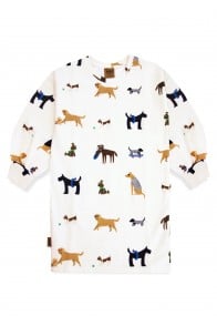 Sweater dress off-white with dog print