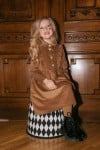 Dress brown corduroy with ruffle FW23238