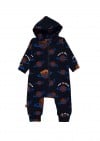 Hooded romper with allover planet print FW24054