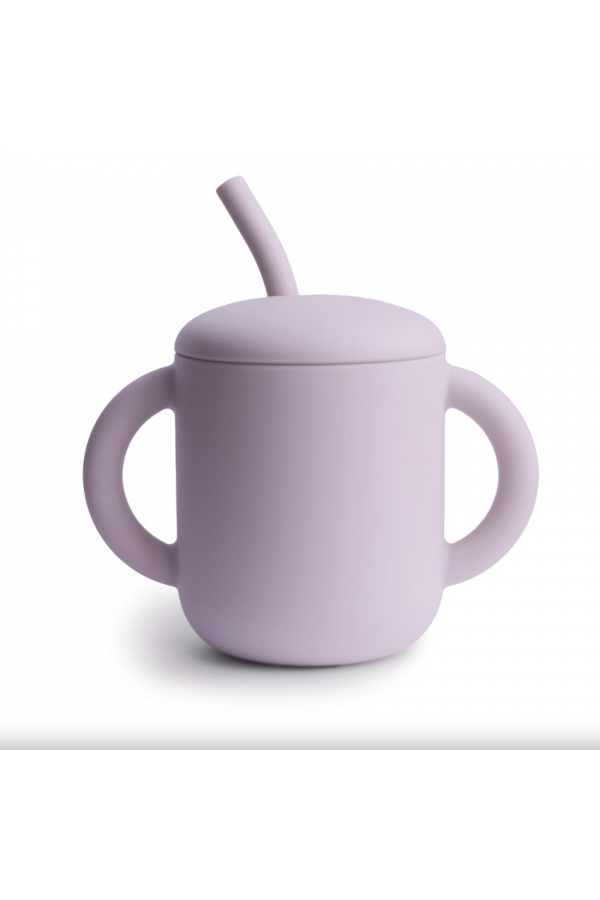 Mushie Silicone Training Cup + Straw - Soft Lilac 2470442