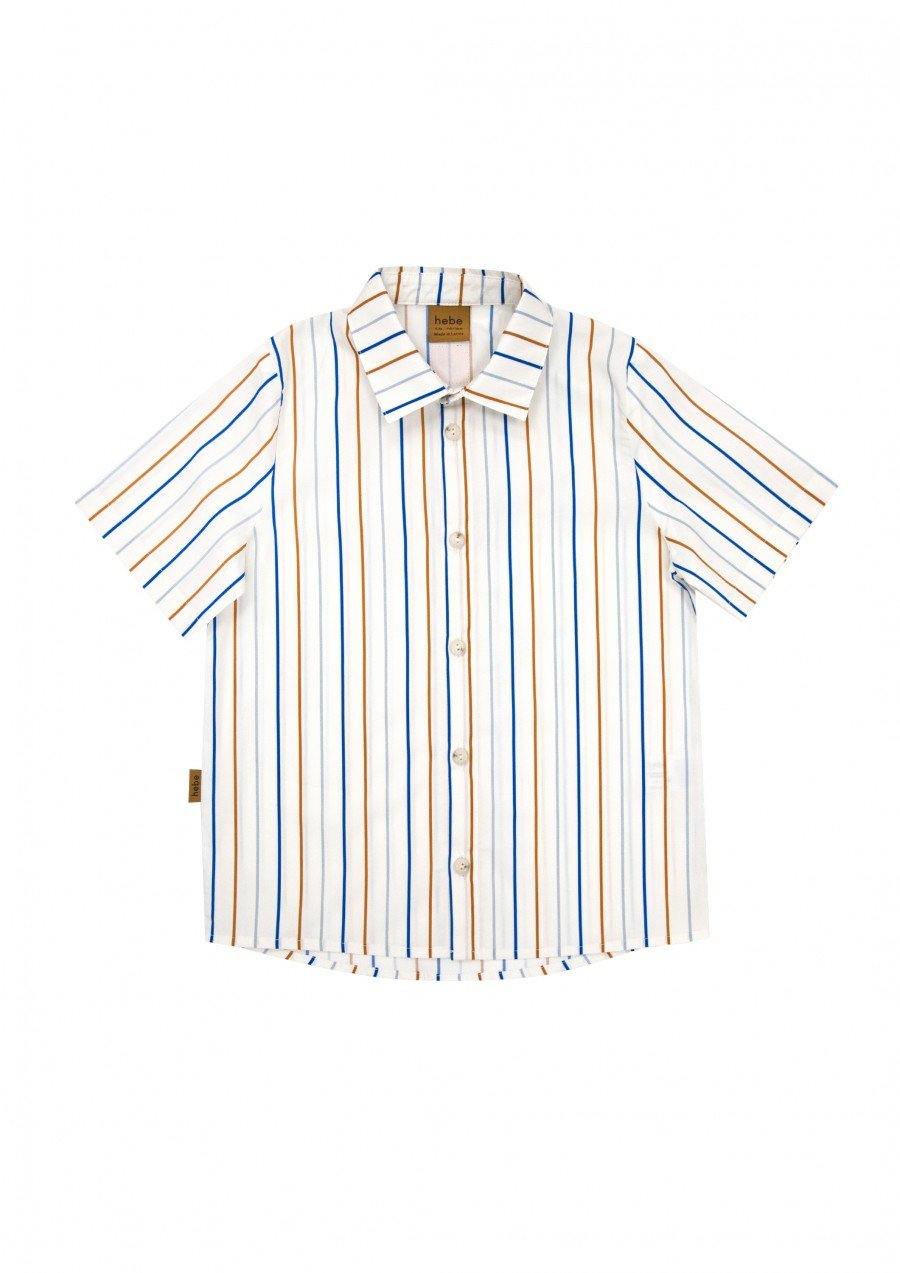 Shirt cotton off-white with blue stripes print SS24293L