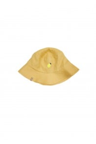 Sun hat dusty yellow linen with embroidery