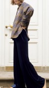 Navy blue velvet pants, regular 0393_LM019