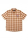 Shirt brown checkered with embroidery pizza for boy SS23121L