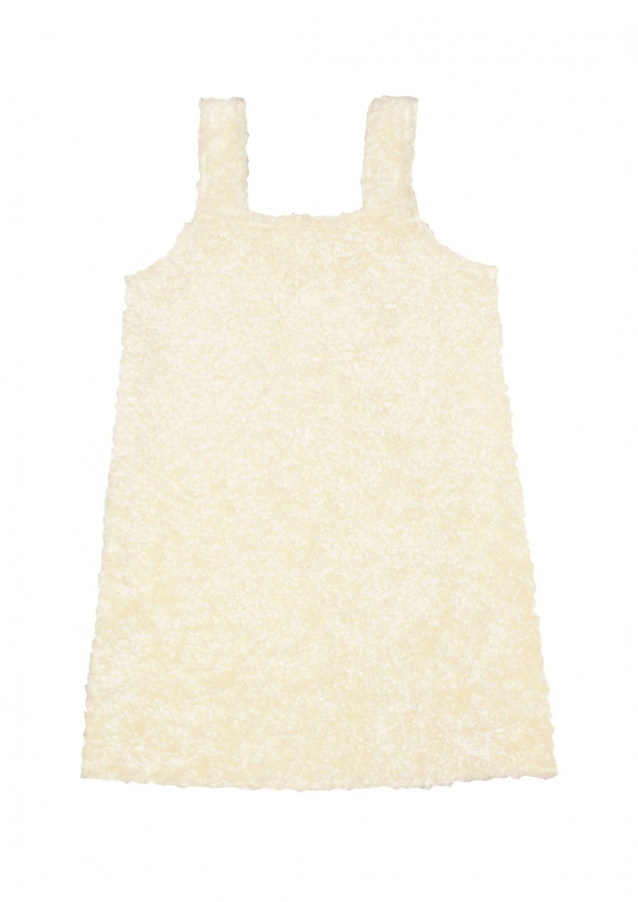 Warm faux fur overall dress white FW21453