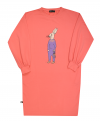 Sweater dress coral with rabbit for female FW19193
