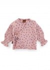 Baby jacket pink floral print muslin with ruffles on the sleeves 0013_F25132