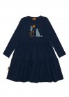 Dress with poodle print dark blue FW23334