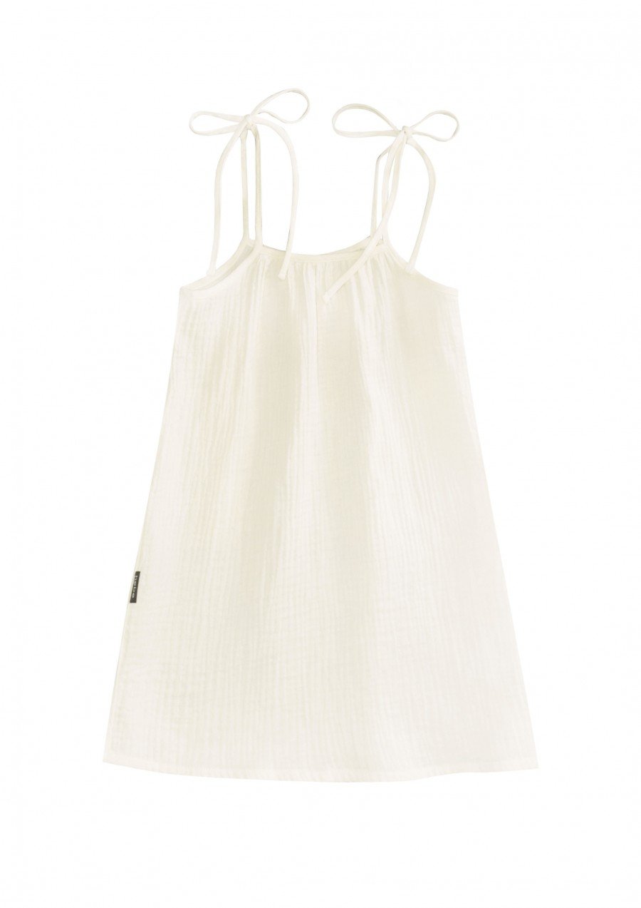 Dress cream white muslin with straps SS21093