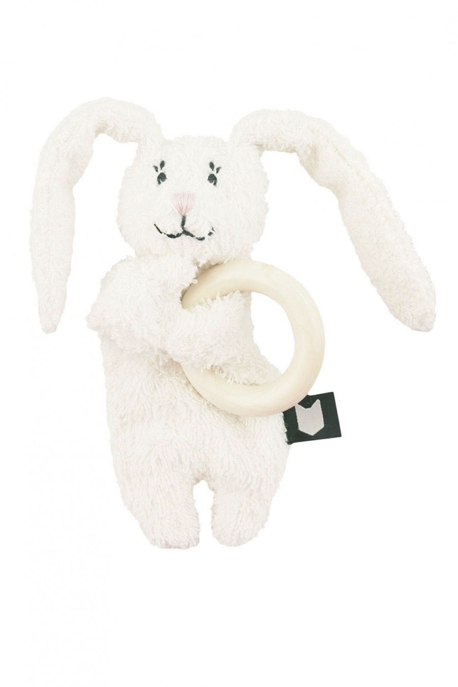 Bunny soft toy with wooden teether ROT0042