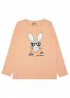 Top dark coral with Easter bunny E21027