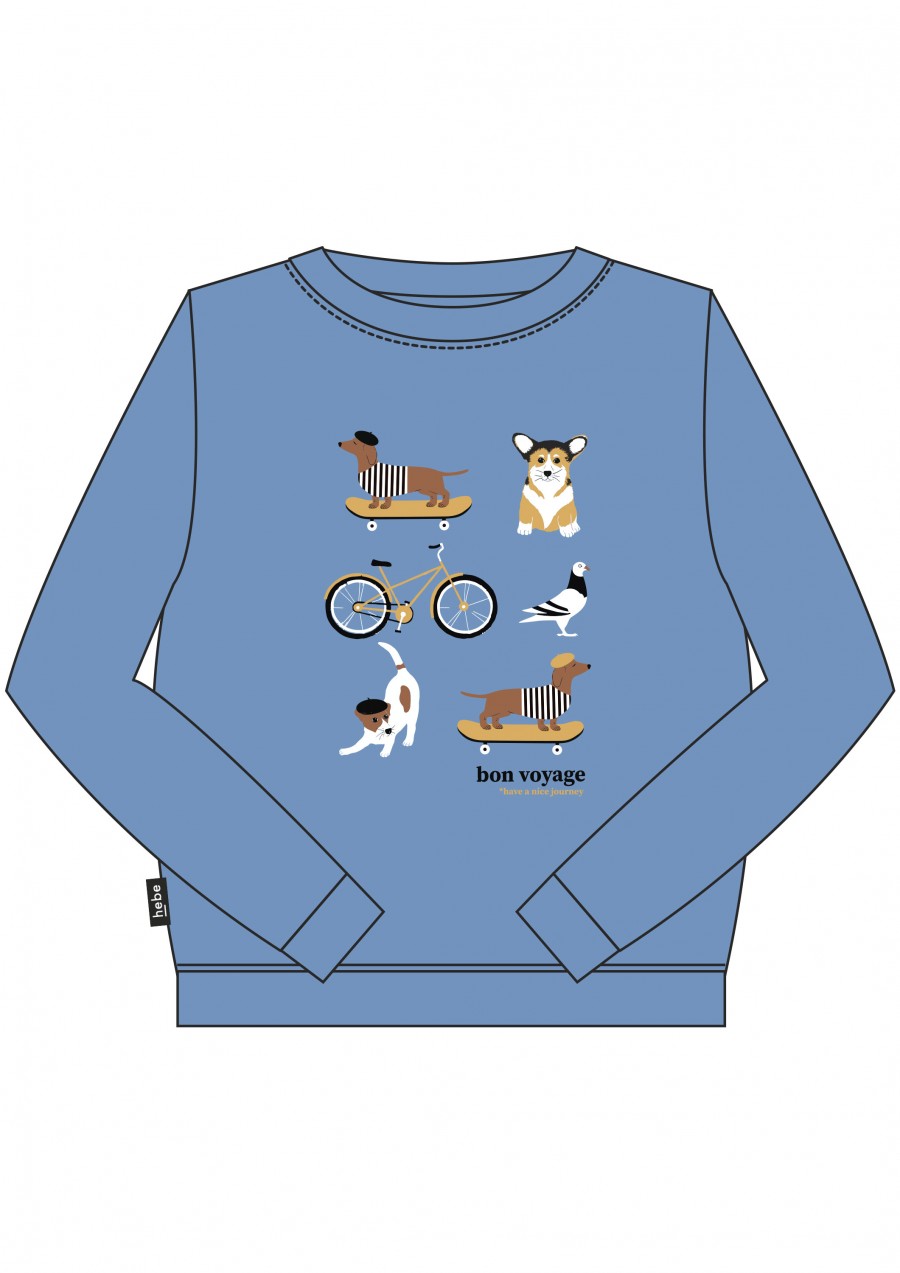 Warm sweater blue with nice journey print for adult FW21293