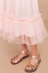 Skirt with coral stripes and tulle frill SS20206L