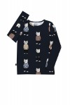 Dark blue top with cats FW18044