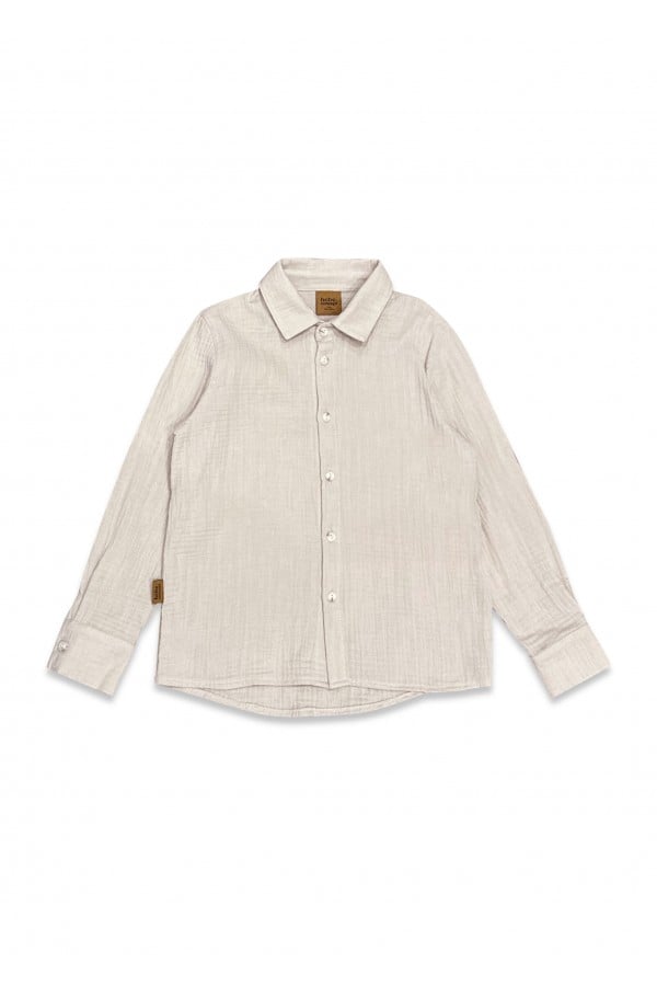 Shirt with long sleeve and buttons muslin crème 0025_F25047