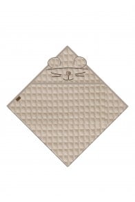 Towel cotton waffle taupe grey with bear ears