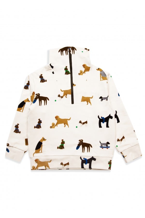 Sweater warm off-white with dog  print SS24475