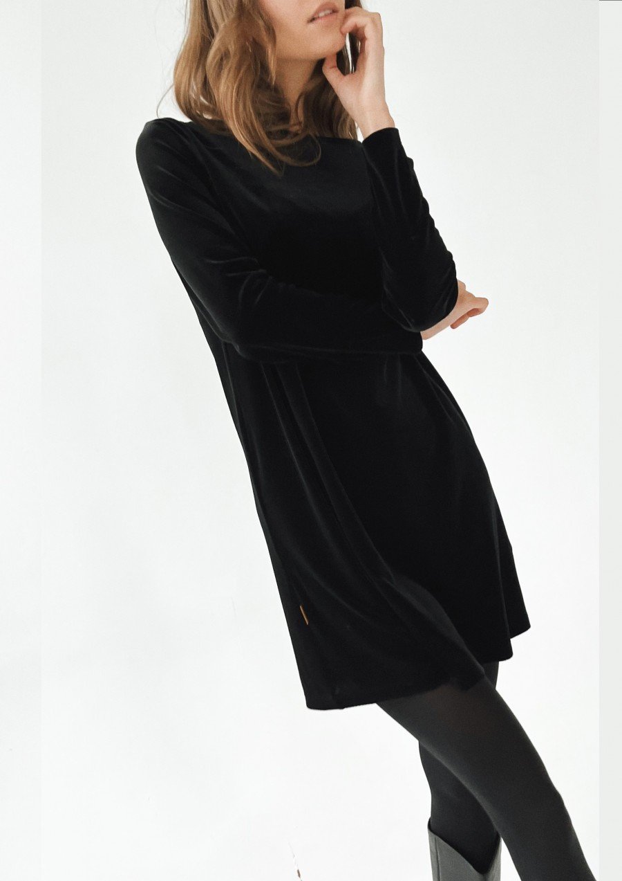 Little black festive dress velvet, women FW24204