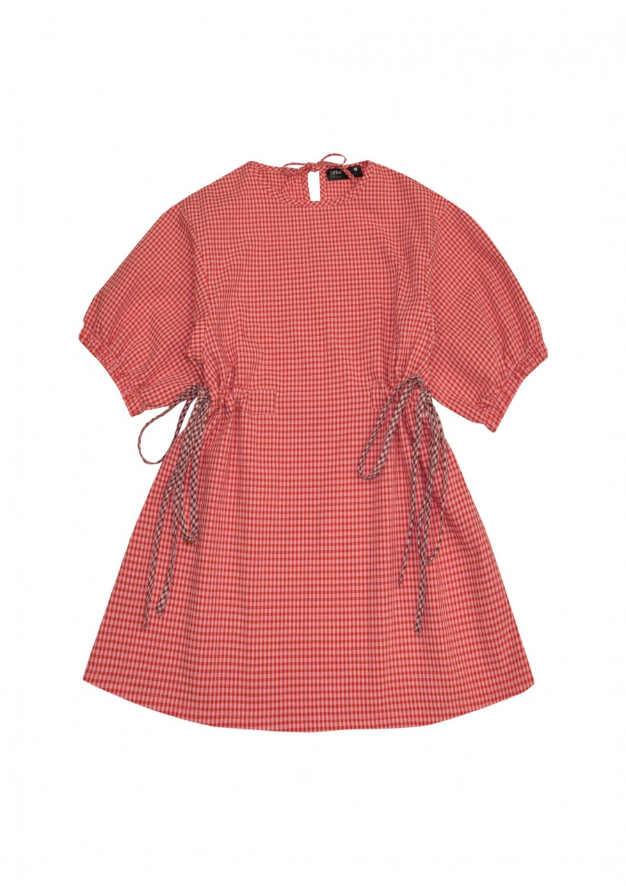 Dress red and pink checkered with sleeves SS21158L