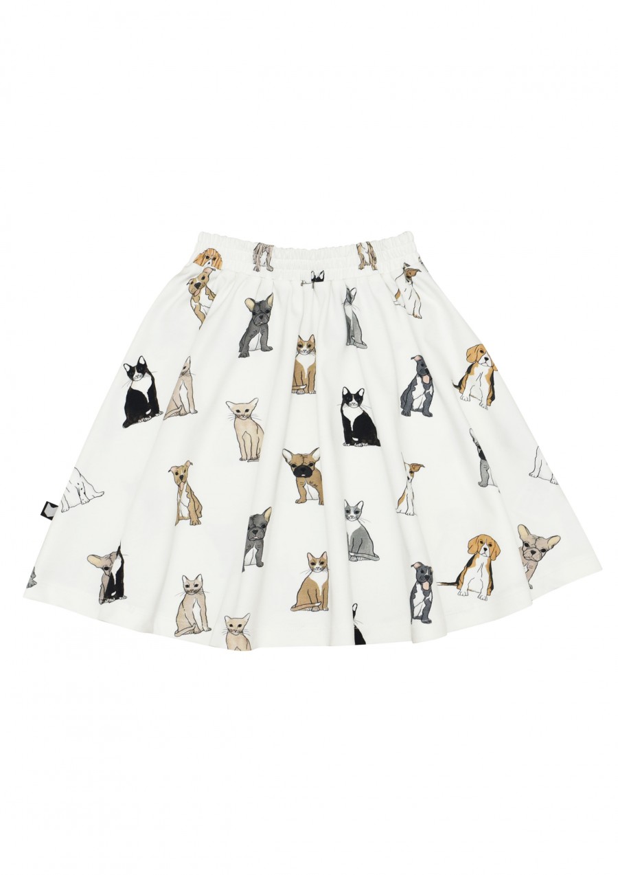Skirts white with dog and cat print SS19109