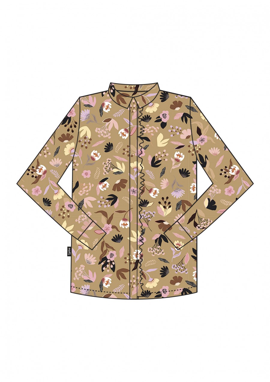 Blouse with floral mustard print FW21047
