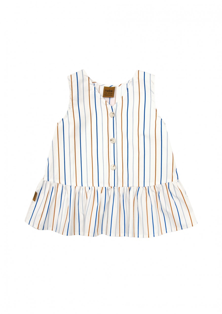 Blouse cotton off-white with blue stripes print SS24294