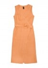 Wrap dress light orange linen for female SS23198