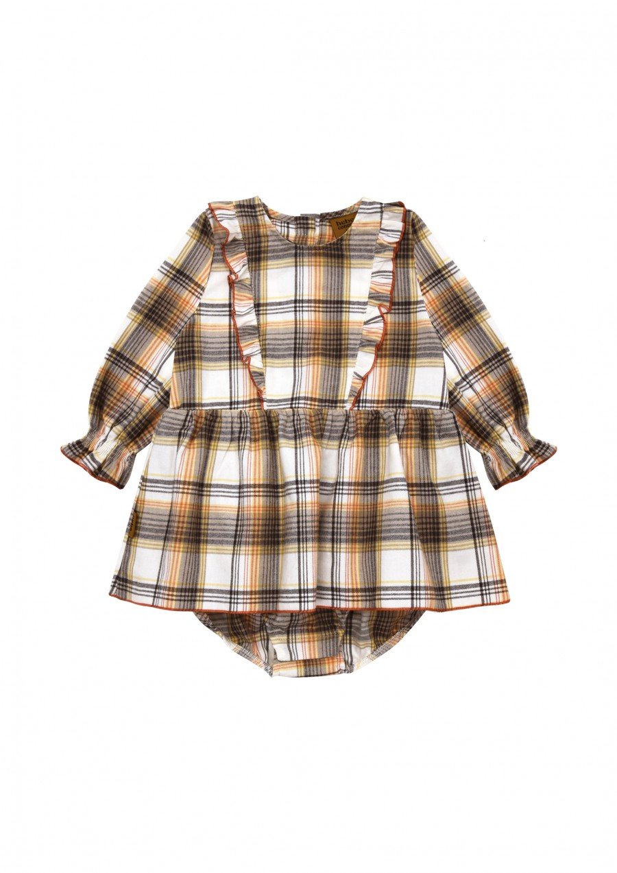 Body dress yellow checkered flanel FW24095