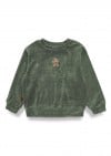 Sweater green velvet with with Gingerman embroidery 0074_F25243