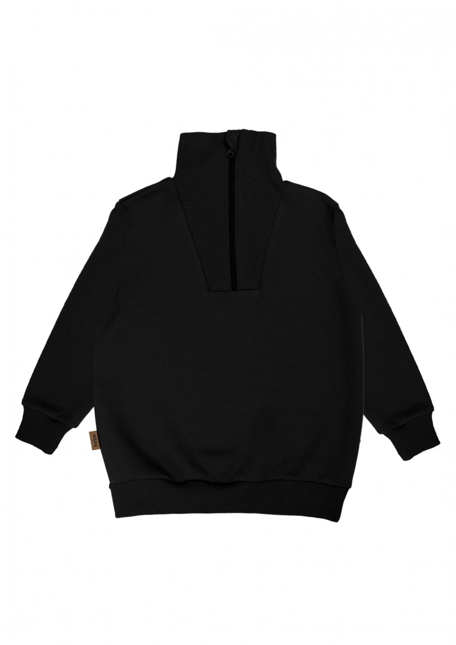 Sweatshirt black with zipper for adults FW23306