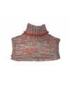 Merino wool beige/red snood AKS2005