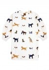 Sweater dress off-white with dog print SS24468