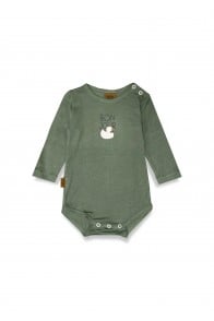 Body with BONJOUR duck placment print olive green