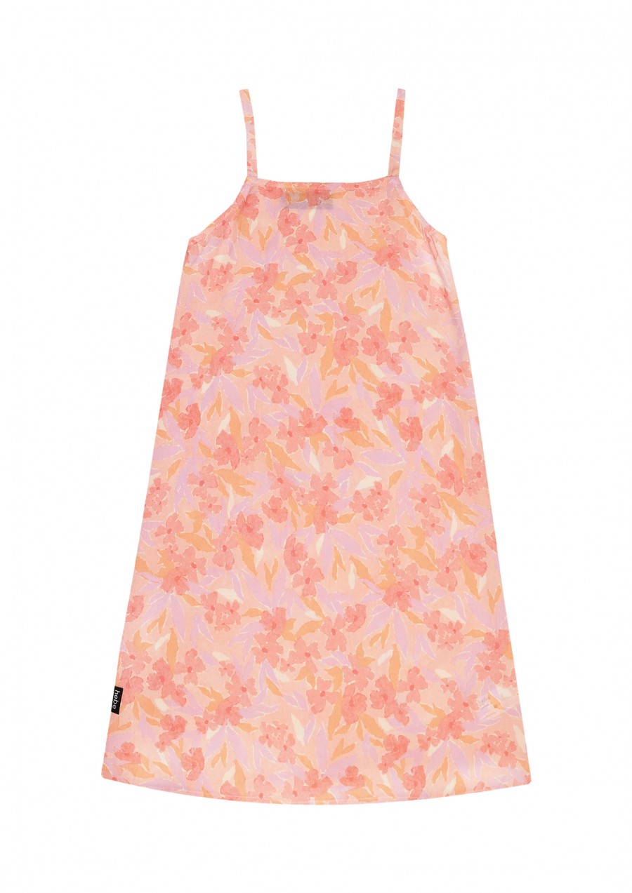 Dress pink flower print with straps for female SS21137