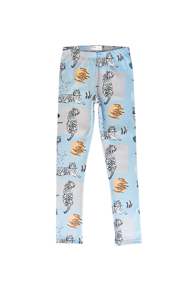 Leggings light blue with tigers ZLE0021