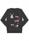 Warm sweater dark grey with dogs and cherries for adult FW21439