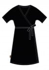 Wrap dress linen black 3/4 sleves SS24384