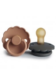 FRIGG Daisy Pacifiers - Latex 2-Pack - Graphite/Peach Bronze - Size 2
