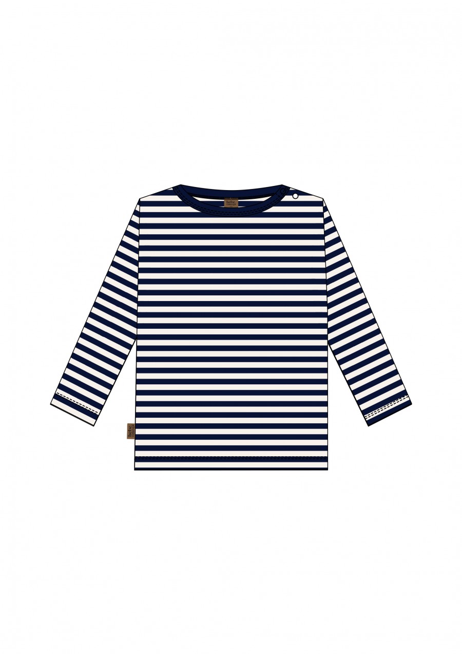 Striped top with snap buttons on the neck navy blue/ white stripes 0107_F25022