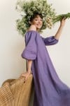 Dress purple linen for female LIGO2311