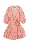 Wrap dress with allover pink flowers print for female SS24457