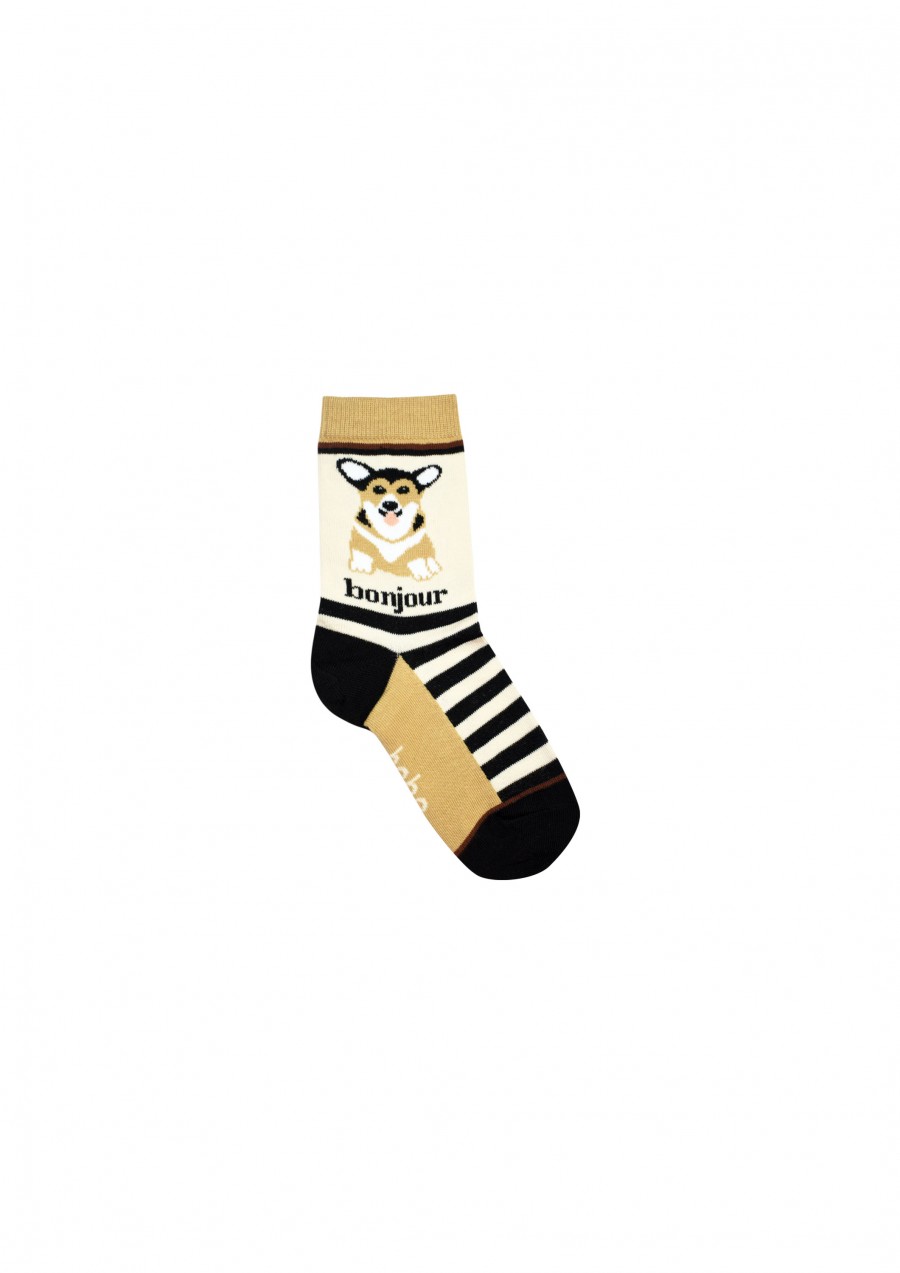 Socks with black stripes and dog FW21472
