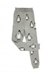 Grey leggings with penguins merino wool MLE1012