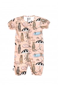 Short romper with pink pool print
