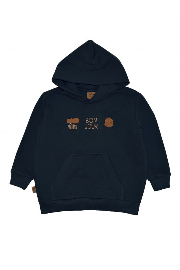 Hoodie with placment print navy blue 0130_F25222