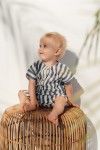 Short romper with marine blue stripes SS21328